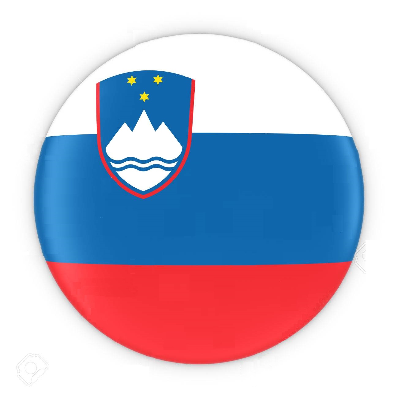 Slovenian Flag Button - Flag of Slovenia Badge 3D Illustration