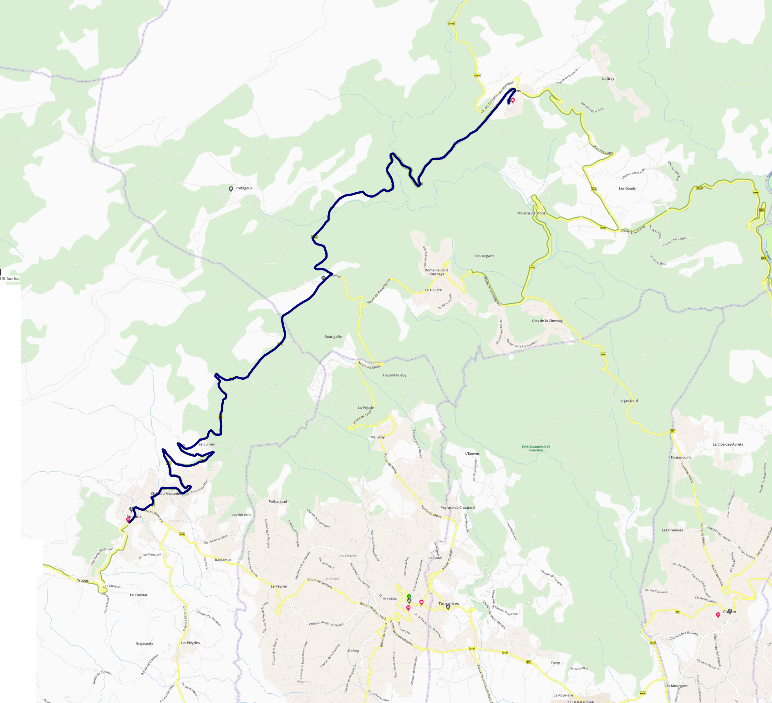 Route de Fayence D53-D563 eindpunt